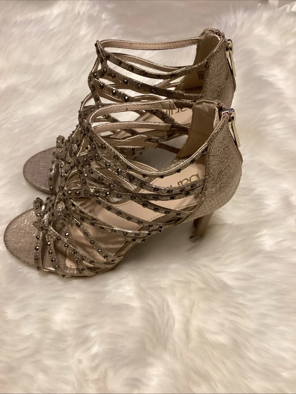 Bar III Embellished Strappy High Heel Sandal - Gold